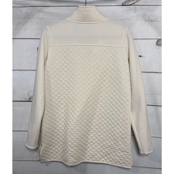 L.L. Bean Ivory Quilted Pullover Size MED Preppy - Picture 2 of 7